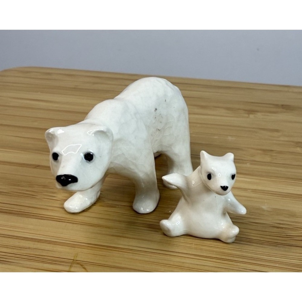 Vintage Hagen Renaker Polar‎ Bear Sow And Sitting Cub